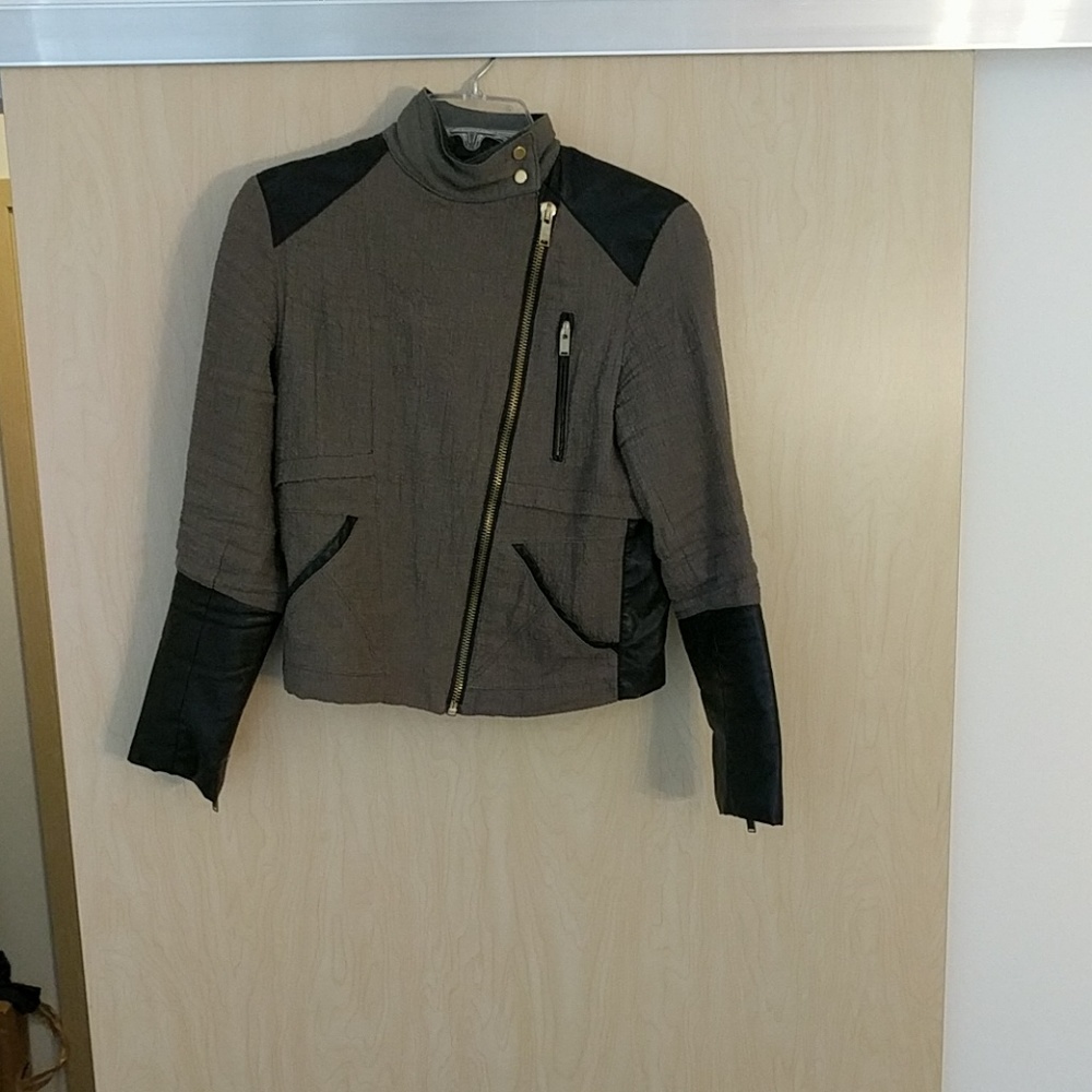 Zara Green and Black Biker Jacket S